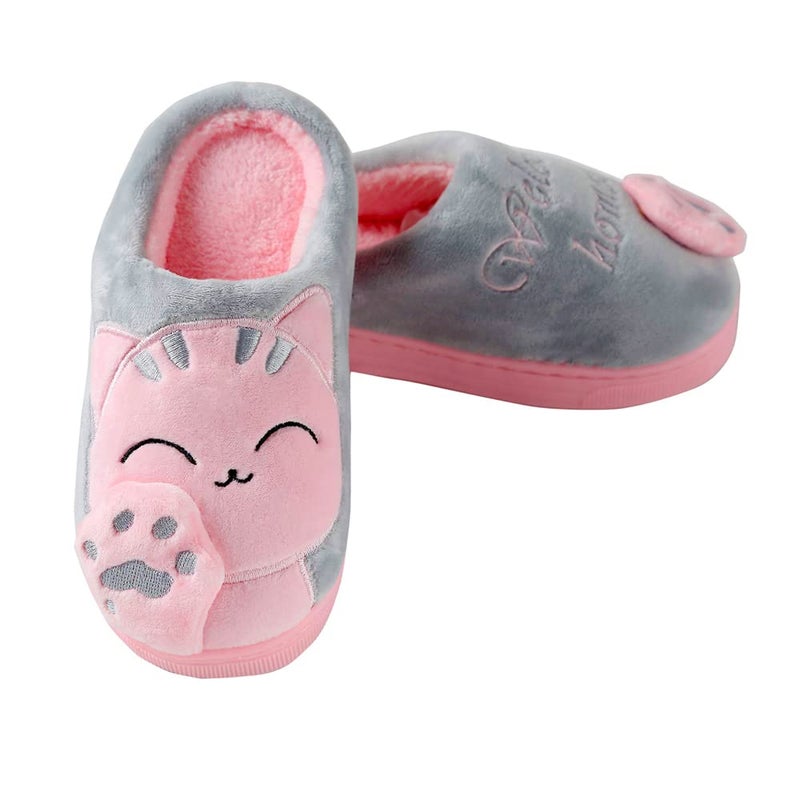 Anddyam Kids Family Cute Cat Household Anti-Slip Indoor Home Slippers for Girls and Boys (Pink Cat, 4) - Image 5